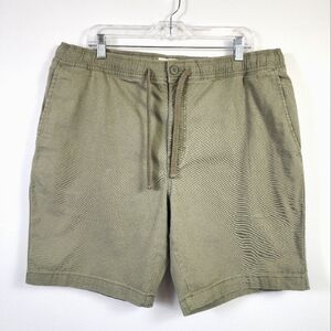 Mutual Waves Men's Green Khaki Shorts Elastic Waist Drawstrings, sz XL